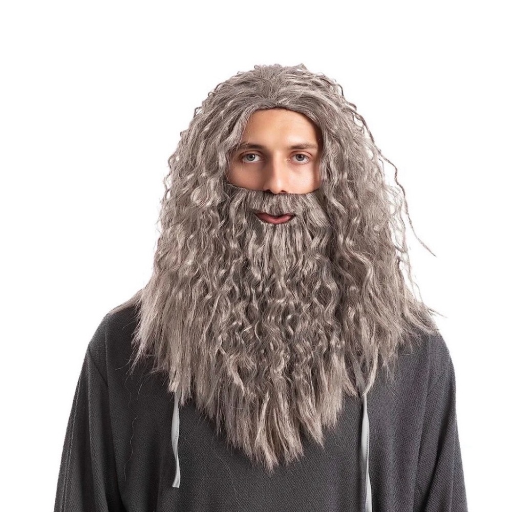 Spooktacular Creations Halloween Grey Wizard Wig & Beard for Men Adults Cosplay - Picture 6 of 16